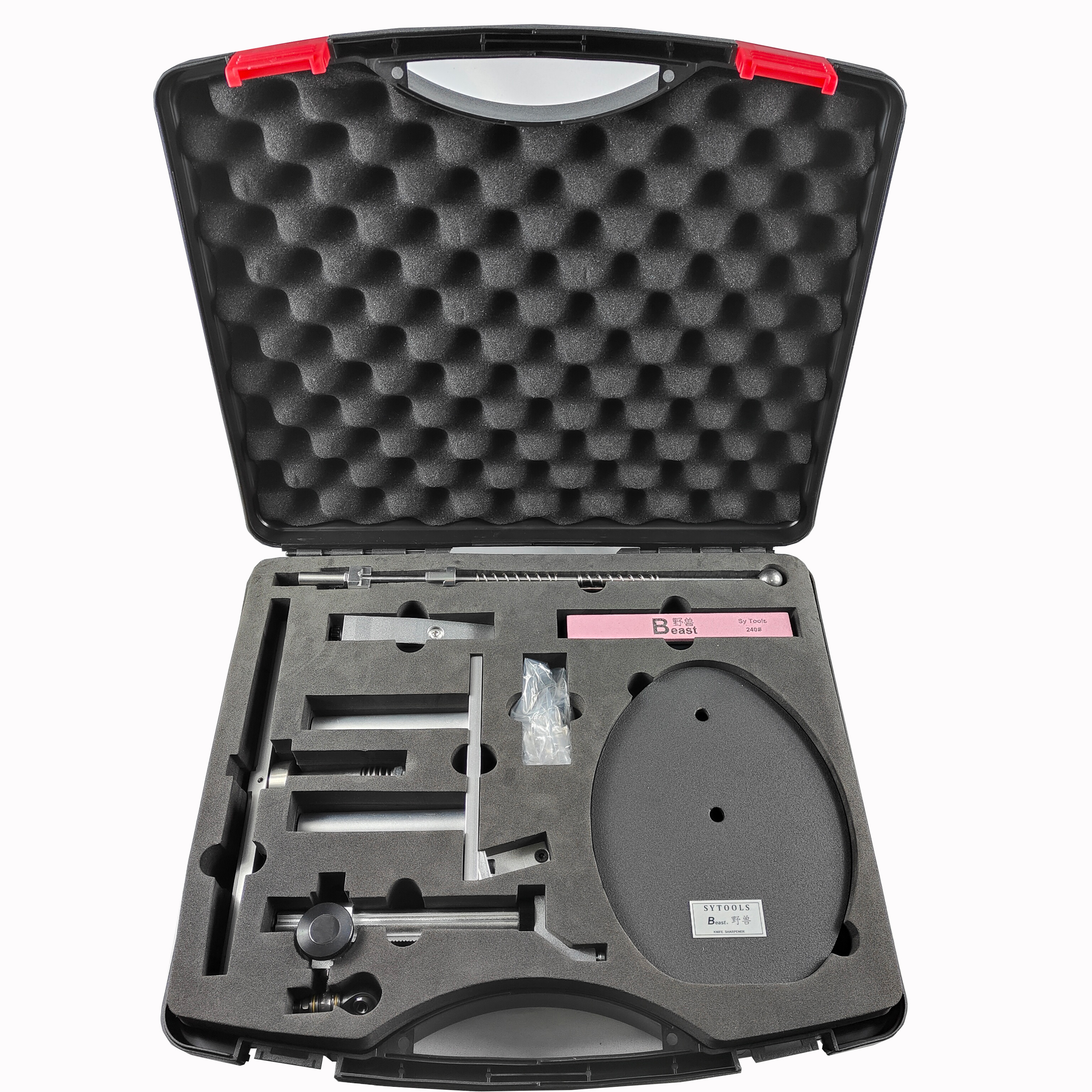 Профессиональная система заточки ножей Sy Tools BEAST с фиксированным углом 9°-30°, 5 водных камней 240-3000#, 3.8кг, алюминий+сталь, поворот 360°, кейс #8