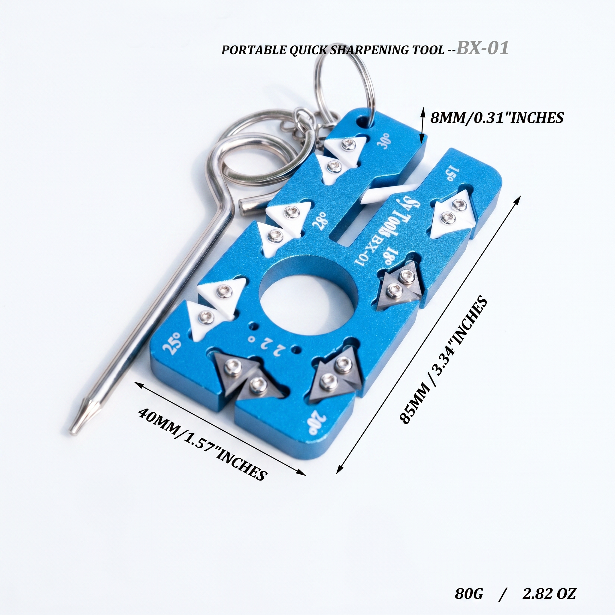 Портативная точилка для ножей и ножниц Sy Tools BX-01, 7 углов заточки (15°-30°), вольфрам и керамика, алюминиевый корпус, 80г #6