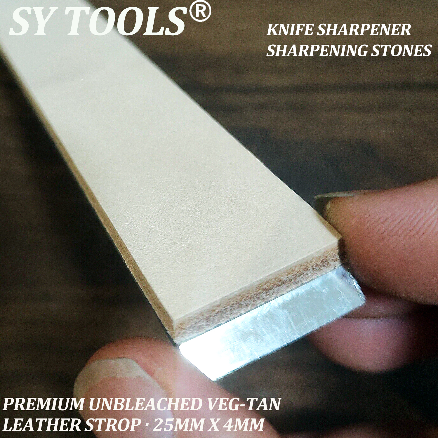 Кожаный строп Sy Tools KD-A11 — растительное дубление 4 мм, алюминиевое основание (169×25 мм) #2